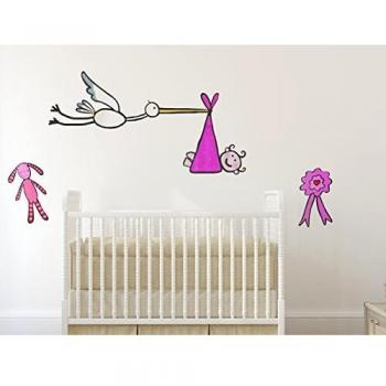 BABY'S CLAN Stork Female - Adhesivo decorativo para pared