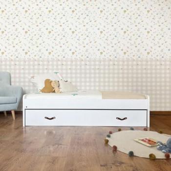 Cama Elevable Aglomerado Blanco con Somier y Colchones 105x105 cm