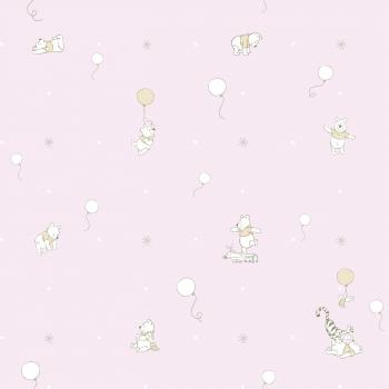 Dandino WP3021-2 Papel Pintado con Diseño Infantil Winnie De Pooh, Lila, 60x18x18 cm