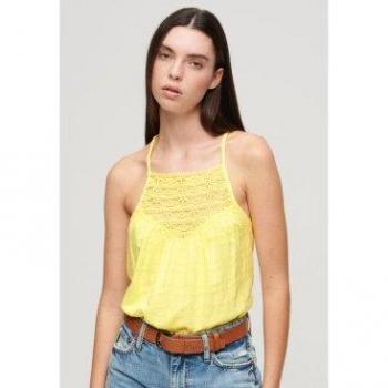 Camiseta de tirantes de encaje amarillo para mujer Superdry