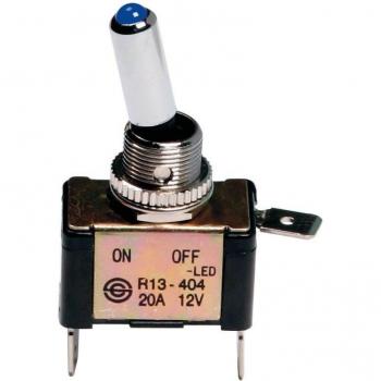 Pilot LA 45559 de encendido/apagado, aluminio, con LED azul, 12 V, 20 A