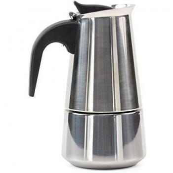 Cafetera Espresso de Acero Inoxidable 4 Tazas con Filtro Desmontable y Mango Ergonómico - Ideal para Cocina de Gas