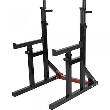 Gorilla Sports Rack de Sentadillas Múltiple con Estantes Ajustables - Color Negro, Estructura robusta, Estantes ajustables en altura, Capacidad para múltiples ejercicios, Diseño compacto y estable