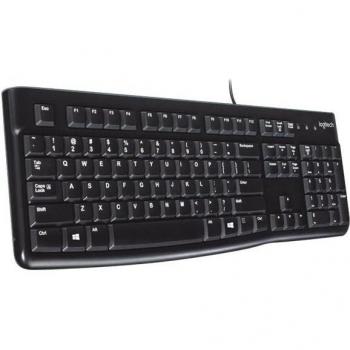 Logitech K120 Wired Business Keyboard for Windows or Linux, USB Plug-and-Play, Full-Size, Spill Resistant, Curved Space Bar, PC/Laptop - Black