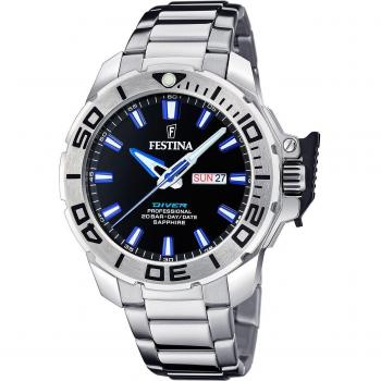 Festina The Originals F20665/3 Reloj Analógico para Hombre con Correa de Acero Inoxidable 316L, Esfera Negra