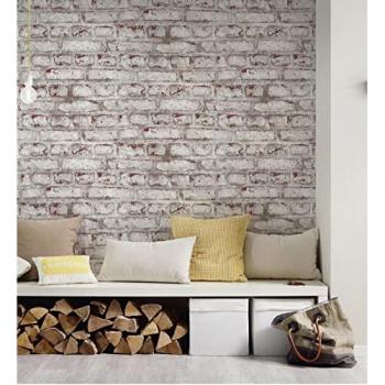 Papel Pintado Vinílico Lavable Imitación Muro de Ladrillos Blanco Texturizado - Kansas Street 126334 de GAULAN - Rollo 10 m x 0,53 m