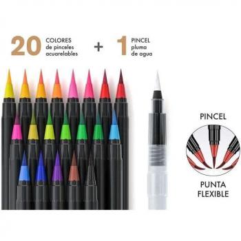 Rotuladores Acuarelables Deluxe Brush Punta Pincel Estuche 20+1 Colores Surtidos Alex Bog