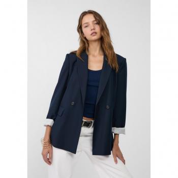 Navy Blue Slim Fit Double-Breasted Blazer XL