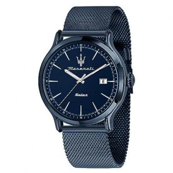 Maserati Epoca Solar Edition Men's Watch - 42mm Blue Dial Stainless Steel Mesh, 100M Water Resistant