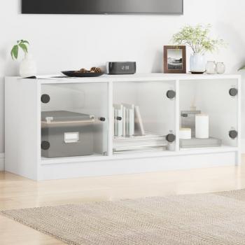 Mueble de TV con puertas de vidrio blanco 102x37x42 cm vidaXL