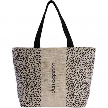 Bolso de playa Maite multicolor con cremallera y asas de cuero