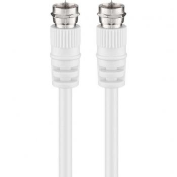 Cable de Antena Satélite Blanco de 1.5m con Conector Tipo F Macho a Tipo F Macho