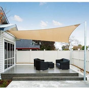 AXT SHADE Toldo Vela de Sombra Cuadrado 2 x 2 m, protección Rayos UV Impermeable para Patio, Exteriores, Jardín, Color Arena