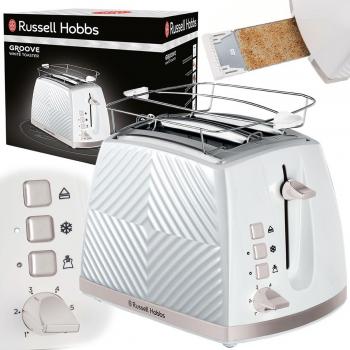 Tostadora Russell Hobbs Groove White con Detalles en Acero Inoxidable