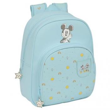 Mochila Infantil Adaptable Carro Mickey Mouse Baby 28x34x10 cm, Safta, Ideal para Niños de Diferentes Edades, Cómoda y Versátil, Calidad y Resistencia, Color Azul Claro