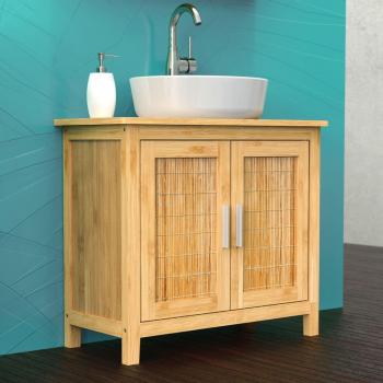 Mueble de lavabo de bambú EISL 67x28x60 cm