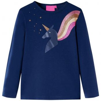 Camiseta Infantil de Manga Larga Azul Marino 92