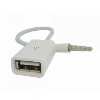 FINOO Coche AUX Audio Enchufe a USB 2.0 enchufe Cable Conversor - blanco
