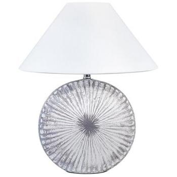 Lámpara de mesa clásica Yuna con base de cerámica gris y pantalla de tela, 38 cm