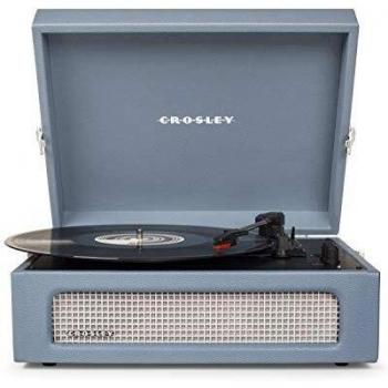 Giradiscos Crosley Voyager Bluetooth Portátil Retro Azul Lavado con Altavoces Integrados y 3 Velocidades