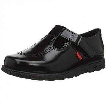 Kickers Kids Fragma T-Bar Patent Leather School Shoes Black UK 13