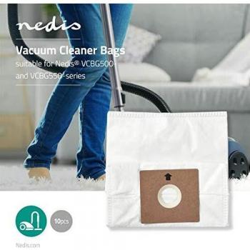 NEDIS Bolsa de la aspiradora Bolsa de la aspiradora | Número de Bolsas de Polvo: 10 | Sintético/Cartulina VCBG500 / VCBG550-Series | Blanco Blanco
