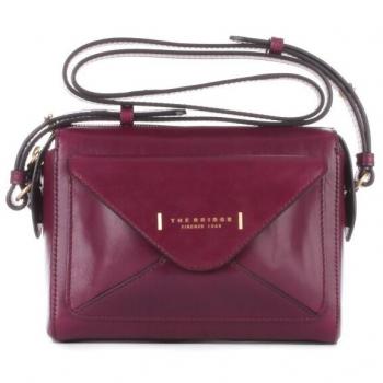 The Bridge Women's Bordeaux Leather Camera Crossbody Bag with Front Pocket