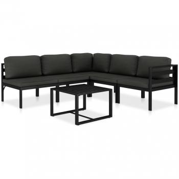 6-Piece Anthracite Aluminum Garden Lounge Set with Cushions