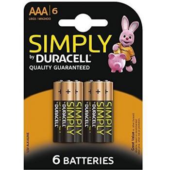 Pack de 6 pilas alcalinas DURACELL Simply AAA-LR03