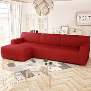 PETTI Artigiani Italiani Sofa Longue, Funda Elástica, 100% Made in Italy, Bordo, 3 Plazas