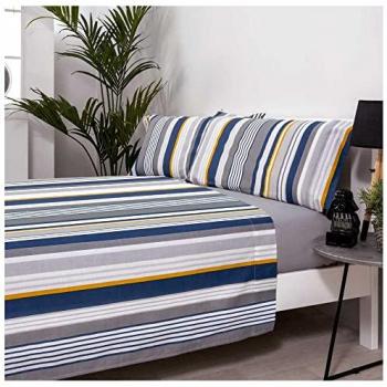Juego de Sábanas ORISOL Multicolor de Algodón y Poliéster para Cama de 160 cm - Incluye Sábana Encimera, Sábana Bajera Ajustable y Fundas de Almohada