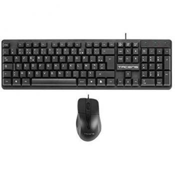 Tacens Anima ACP0FR, Combo Profesional Teclado de Membrana con Pulsación Optimizada y Ratón 1200DPI, Idioma Francés