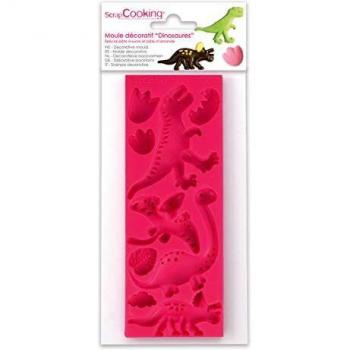 ScrapCooking 3449 - Molde Decorativo con diseño de Dinosaurios, Color Rosa, Silicona, 21,7 x 9,5 x