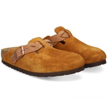 Birkenstock Women's Boston Braided Suede Clogs in Brown, Size 41