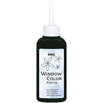 Pintura de Contorno para Ventanas KREUL, Color Negro, a Base de Agua, 80 ml, Ideal para Vidrio, Espejos y Azulejos, Removible sin Residuos, Para Niños a