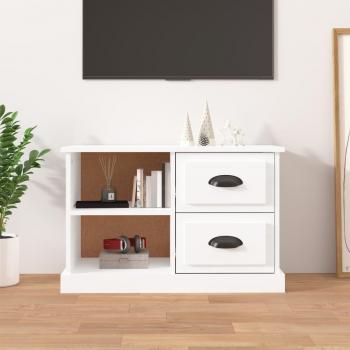 Mueble de TV de madera contrachapada blanco brillo 73x35,5x47,5 cm