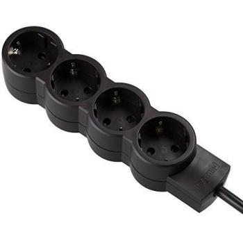 Legrand 695025 Regleta, Enchufes, 4 Tomas, Negro