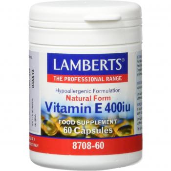 Lamberts Vitamina E, Natural 400Ui, Blanco, 60 Unidades