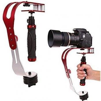 AFUNTA Cámara de mano DSLR Estabilizador de cámara Compatibilidad constante GoPro Cannon Cámara Nikon Sony Videocámara DV Smartphone de hasta 2.1 libras con Smooth Pro Steady Glide -Red/Silver/Black