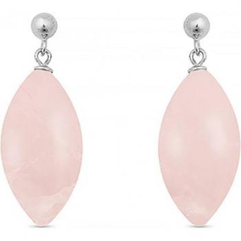 Pendientes Luxenter Ayom de plata de ley 925 con cuarzo rosa y acabado en baño de rodio