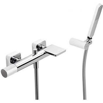 Tres Griferia - Monomando Bañera‑Ducha Con Cascada. Ducha De Mano Anticalcárea Con Soporte Orientable Y Flexo Satin