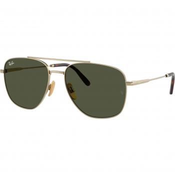 Ray-Ban RB8097 William Titanium Sunglasses, Color: 926531, Unisex, Squadrata Oro, Green Lenses, Size: 59 MM