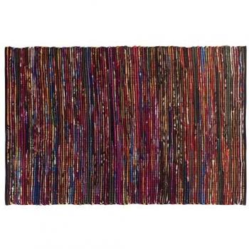Alfombra Multicolor Oscuro de algodón 140 x 200 cm Rectangular Hecha a Mano Boho ecléctica Bartin