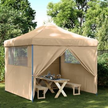 Tono de fiesta plegable emergente con 4 paredes beige