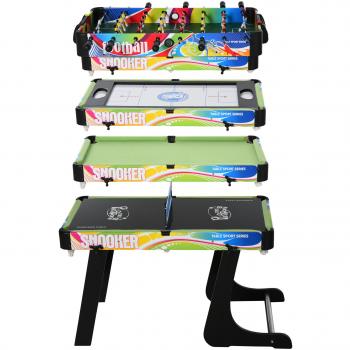 Mesa Multijuegos 4 en 1 con Futbolín, Aire Hockey, Billar y Ping-pong