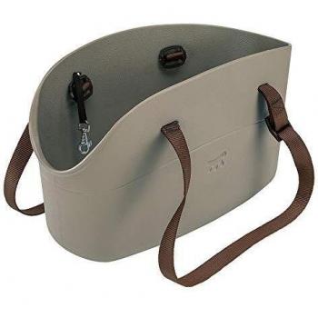 Ferplast Bolso para transportar perros de talla pequeña WITH-ME, EVA, Suave plástico de goma, Lavable, Asas regulables, Correa de seguridad incluida, 21,5 x 43,5 x h 27 cm Tórtola