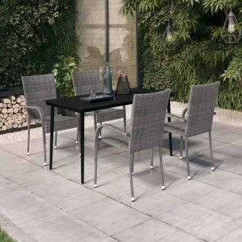 5-Piece Grey and Black Garden Dining Set