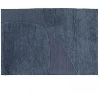 Alfombra rectangular de lana azul tejido a mano 160 x 230 cm
