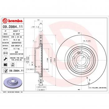 Disco de freno BREMBO 09.D984.11, 1 pieza