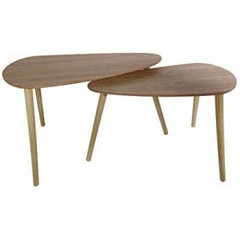 Conjunto de Mesas Nido de Madera Pebble - Composición de Pino MDF - Diseño Marrón
